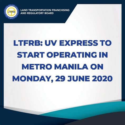 Uv Express Resumes In Metro Manila On June