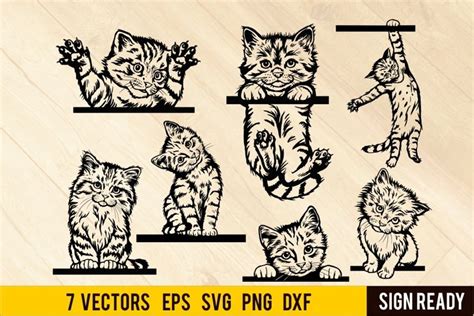 Dxf Cats Digital Cutting Cricut Clipart Png Vector Kitten File Dxf