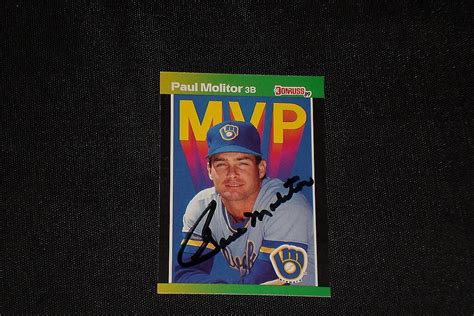 Hof Paul Molitor Donruss Mvp Signed Autographed Card Bc Brewers