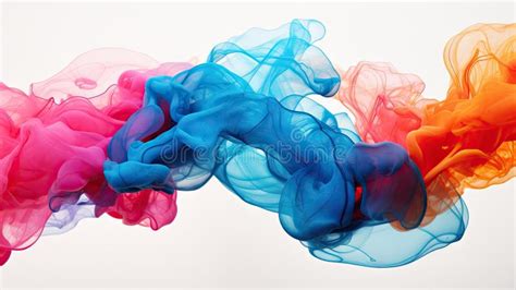 A Group Of Colored Smokes Floating In The Air On A White Background