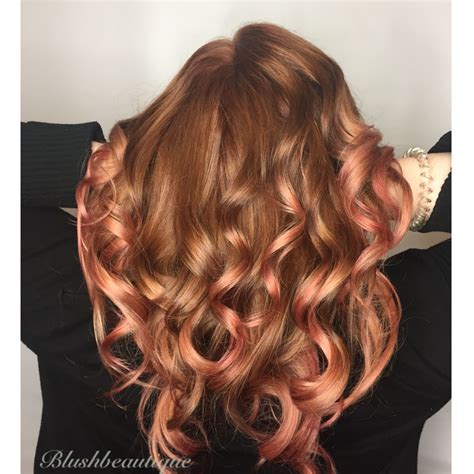 Copper To Rose Gold Balayage Ombré Blushhairbeautique Rose Gold Hair