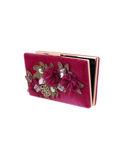 Clutch De Fiesta Fucsia Bolso Joya Personalizado Flormoda