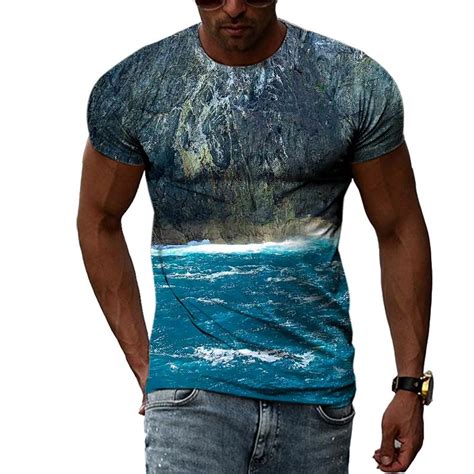 Kaufe Sommer Strand Landschaft Grafik T Shirts Für Männer Mode