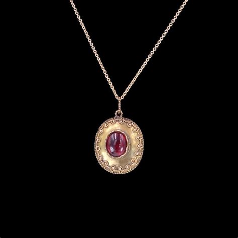 Antique Victorian C Etruscan Revival Garnet Cab Gem