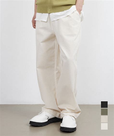 MUSINSA KIIMUIR Linen Like Semi Wide Elasticated Waist Pants 4 COLOR