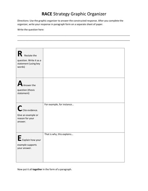 Race Strategy Graphic Organizer