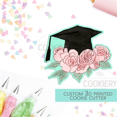 Floral Graduation Cap Cookie Cutter Graduation Cap Cutter Etsy