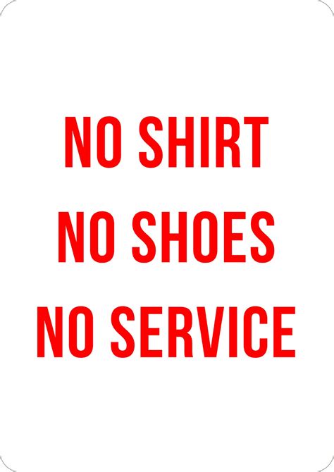 No Shirts No Shoes No Service Printed Sign Create Signs Au