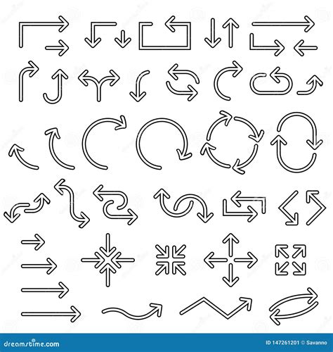 Setas Do Esbo o Ajuste Dos cones Curvados Ilustração do Vetor