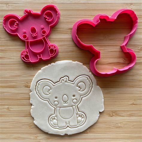 Koala Cookie Cutter And Embosser Set Fondant Cutter Fondant Etsy