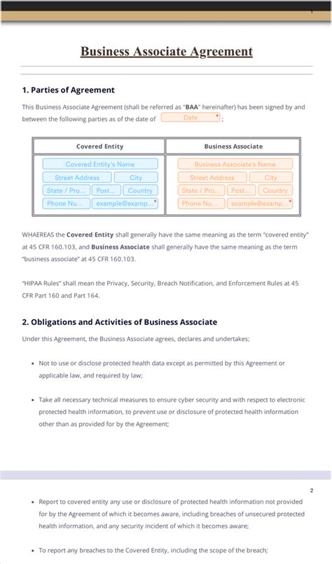 Business Associate Agreement Template