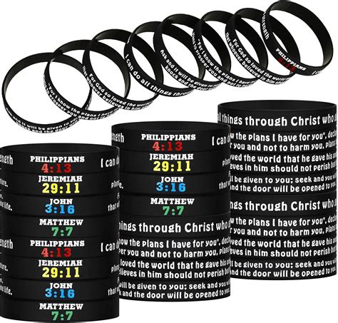 Buy 32 Pieces Religious Bracelets Rubber Christian Scripture Bracelets