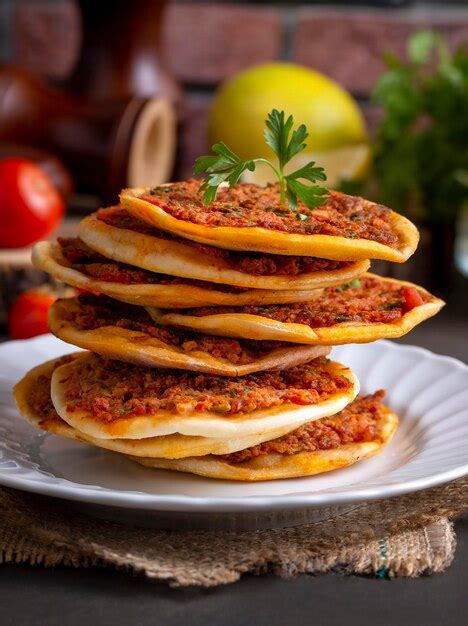 Premium Photo Turkish Food Findik Lahmacun Mini Pizza