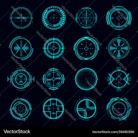 Hud Aim Control Interface Target Or Navigation Vector Image