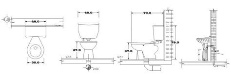 Toilet sheet elevation, section and installation auto-cad drawing details dwg file - Cadbull