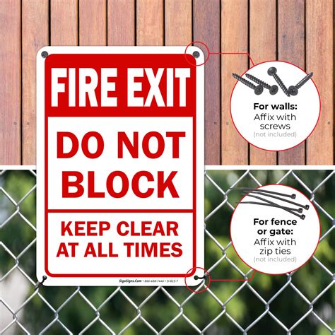 Buy Fire Exit Sign Do Not Block Keep Clear At All Times Safety Sign 10x7 Inches Rust Free