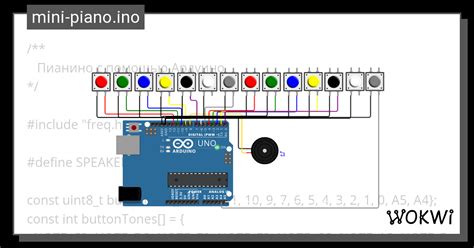 Mini Piano Ino Copy Wokwi ESP32 STM32 Arduino Simulator