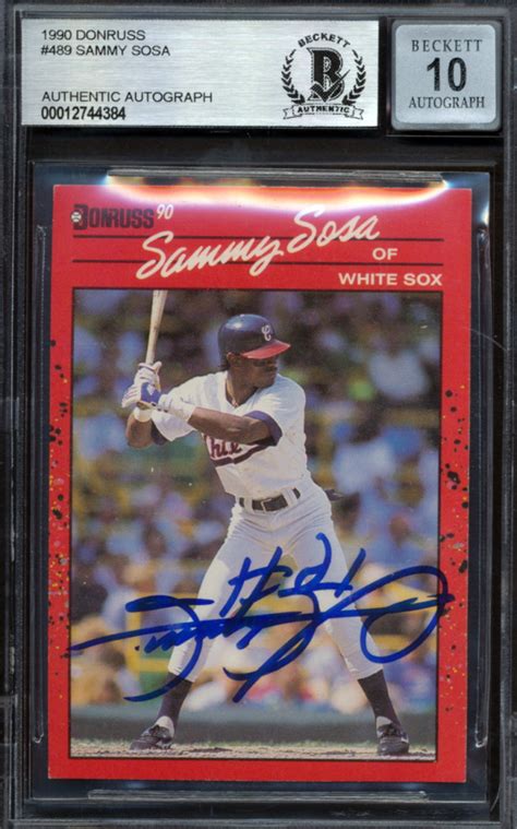 Sammy Sosa Signed 1990 Donruss 489 RC BGS Pristine Auction