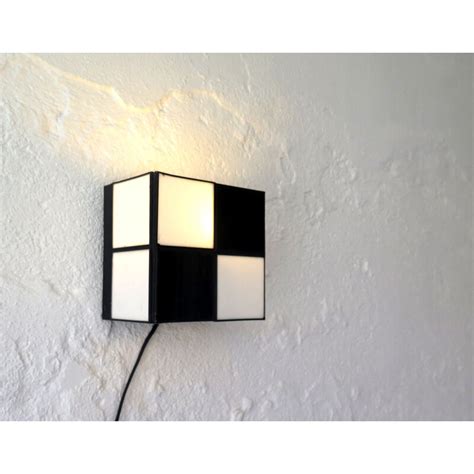 Lampe Murale Vintage En M Tal Laqu Noir Et Plastique Laiteux