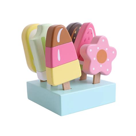 Meriglare Wood Ice Cream Toy Popsicle Toy Role Play Learning Toy