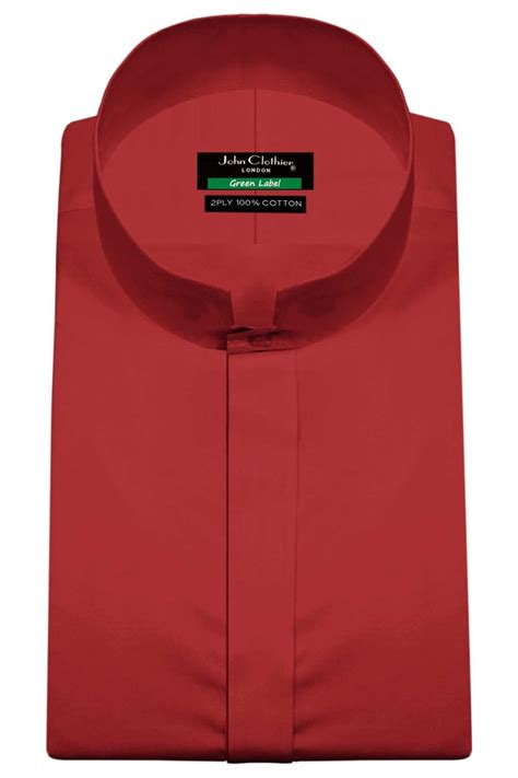 Clerical Shirt Pure Cotton Red Dress Shirt Men S Imperial High Collar