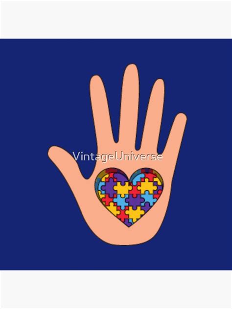 Autism Puzzle Pieces In Hand Sticker By Vintageuniverse Redbubble