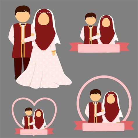 Premium Vector Muslim Wedding Couple Illustration