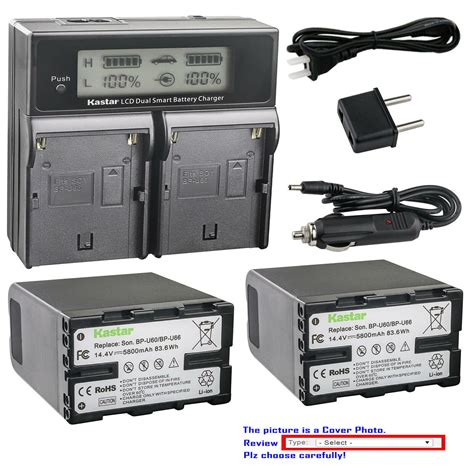 Kastar Battery LCD Dual Fast Charger For Genuine Sony BP U60 BP U66 OEM