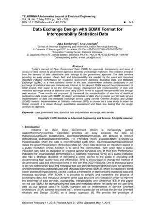 Data Exchange Design With SDMX Format For Interoperability Statistical