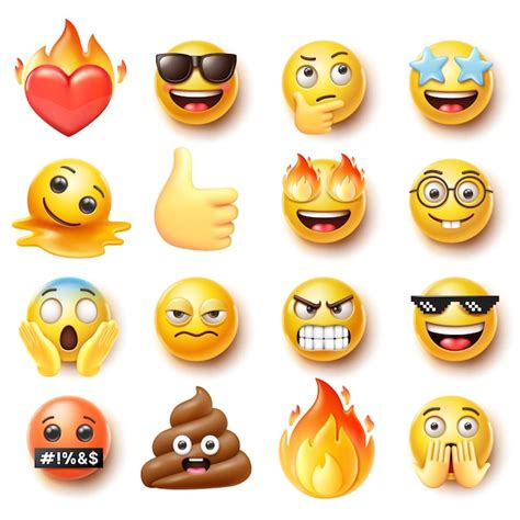 Emoticons símbolos ícones conjunto de cores vetor Premium gerado IA