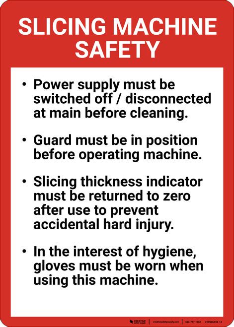 Slicing Machine Safety Guidelines Portrait - Wall Sign | Creative ...