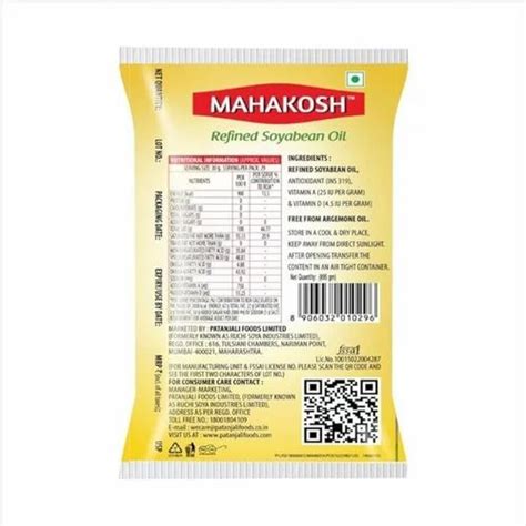 Ltr Mahakosh Refined Soyabean Oil Packaging Type Pouched At Rs