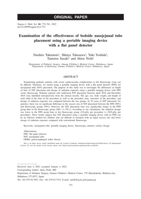 Pdf Examination Of The Effectiveness Of Bedside Nasojejunal Tube