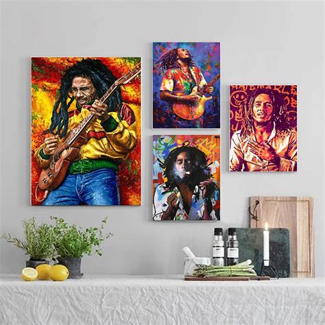 Portrait Abstrait Art Mural Toile Peinture Affiches Bob Marley Art