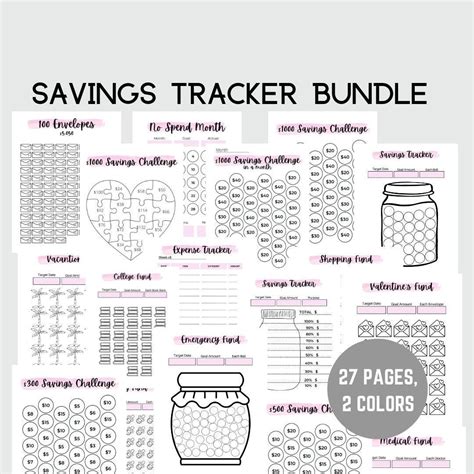 Page Printable Savings Challenge Bundle Money Savings Etsy In