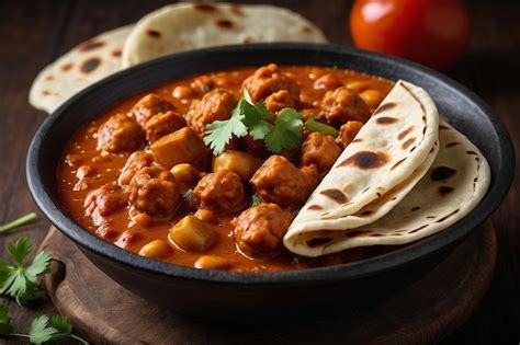 Premium Photo Chana Masala With Tandoori Roti