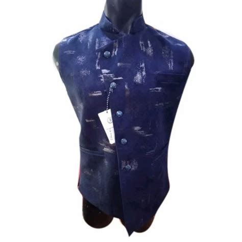 Printed Men Viscose Navy Blue Nehru Jacket At Rs 850 Piece In Nagpur