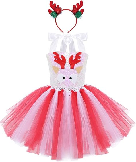 ranrann Vestido de tutú para niñas con Lentejuelas diseño navideño