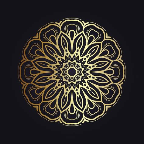 Mandala De Oro Sobre Un Fondo Negro Vector Premium