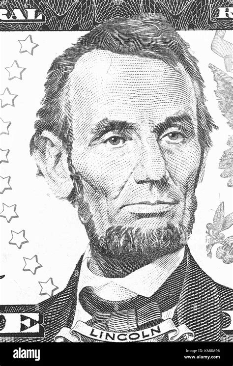 Abraham Lincoln retrato de us 5 en blanco y negro Fotografía de stock