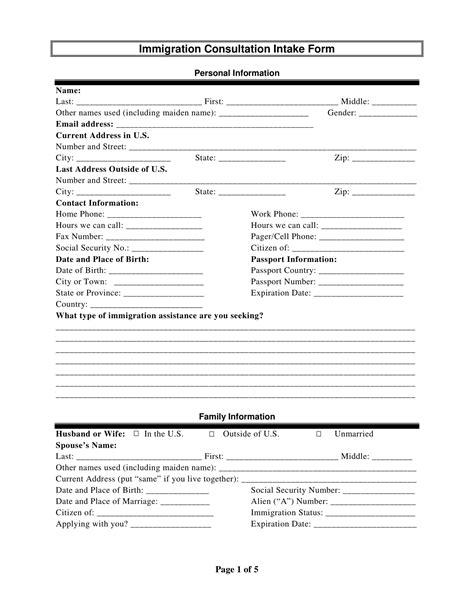 Free 4 Immigration Intake Forms In Pdf