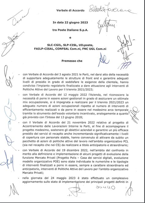 Verbale Di Accordo Giugno Politiche Attive Del Lavoro