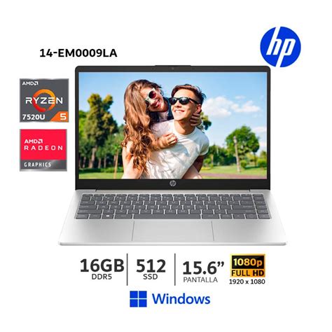 Laptop HP 14 EM0009la RYZER5 7520U 16Gb RAM 512GB SSD 14 Windows