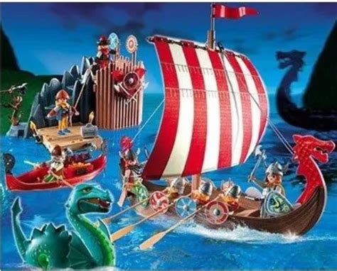 Playmobil Drakkar et Campement Vikings 5003 boîte abîmée Au Pays