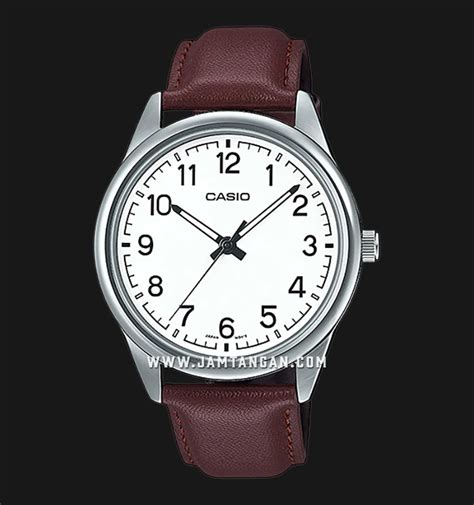 Casio General Mtp V L B Udf Silver Dial Brown Leather Strap