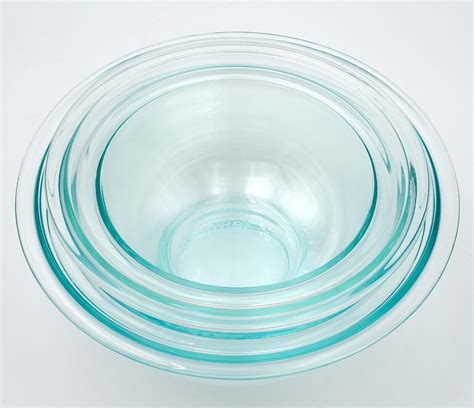 Pyrex Nesting Mixing Bowls Clear Tinted Aqua Teal 322 323 325 Set Of 4