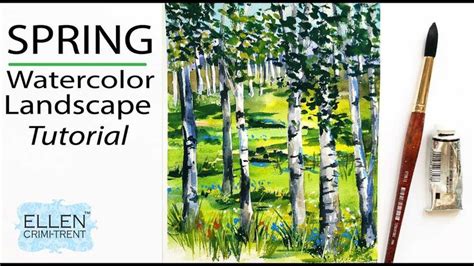 Watercolor Spring Landscape Tutorial Birch Trees Birch Trees Painting Art Tutorials