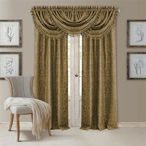 Elrene Antique Gold Damask Blackout Curtain 52 In W X 84 In L