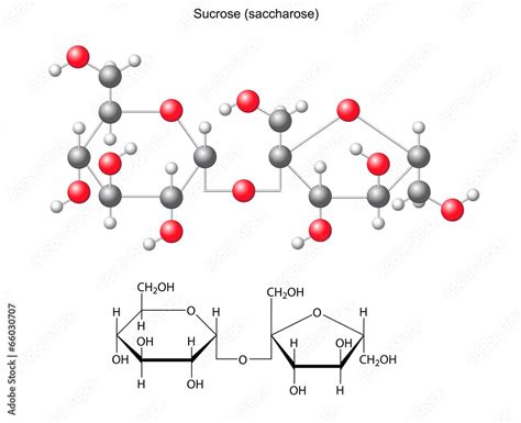 Structural chemical formula and model of sucrose (saccharose) Stock ...