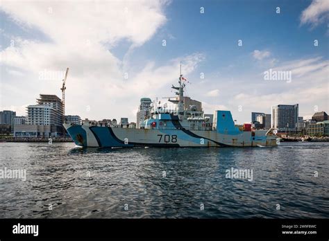 Coastal Patrol And Mine Warfare Vessel Hmcs Moncton Underway In Halifax